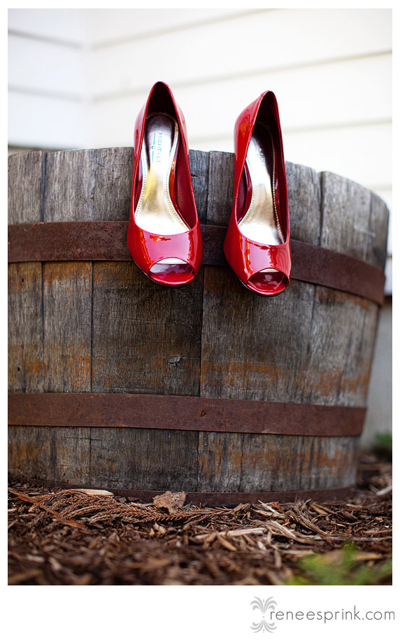 photo of red shoes at Fearrington Village wedding