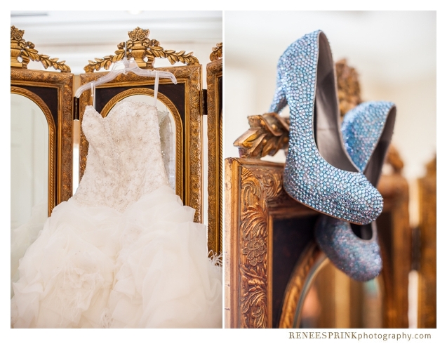 photo of gown and shoes at Brier Creek Country Club wedding